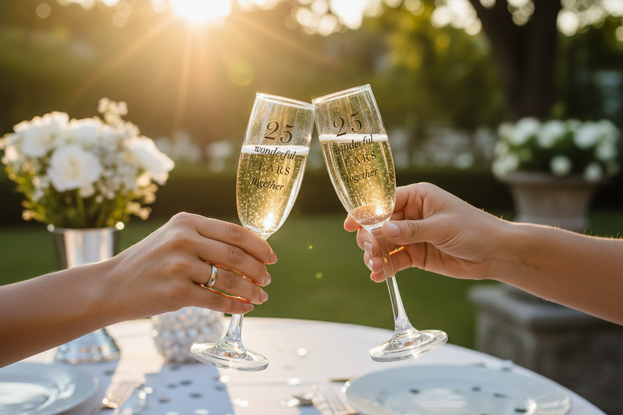 25th Anniversary Flutes - Outdoor Toast