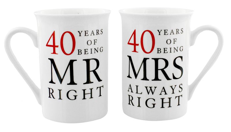40th Wedding Anniversary Mug Set