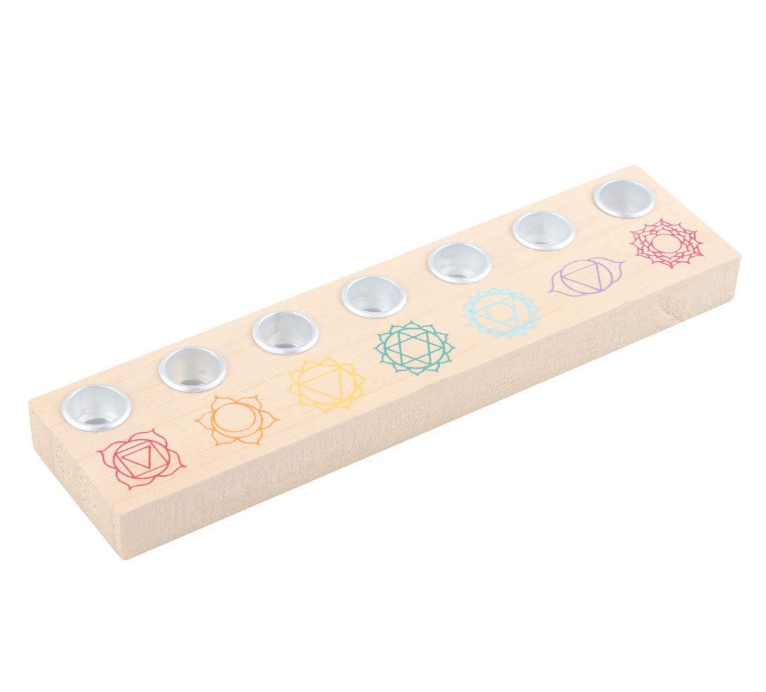 7 Chakras Wooden Energy Candle Holder