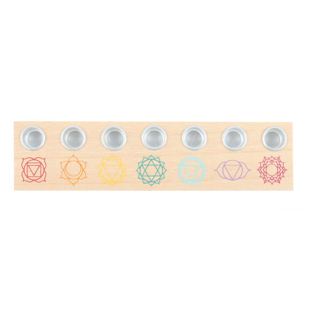 7 Chakras Wooden Energy Candle Holder