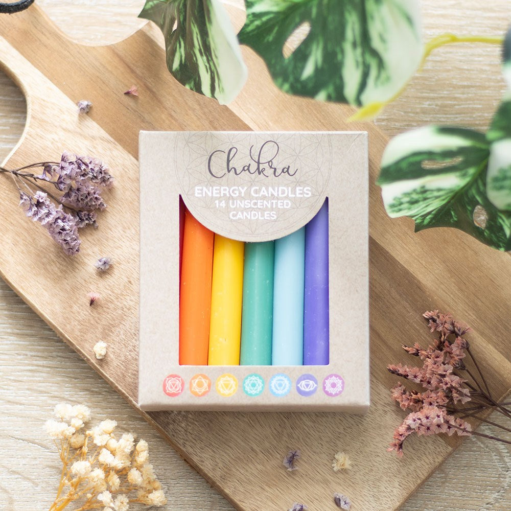 Pack Of 14 Unscented Chakra Energy Candles