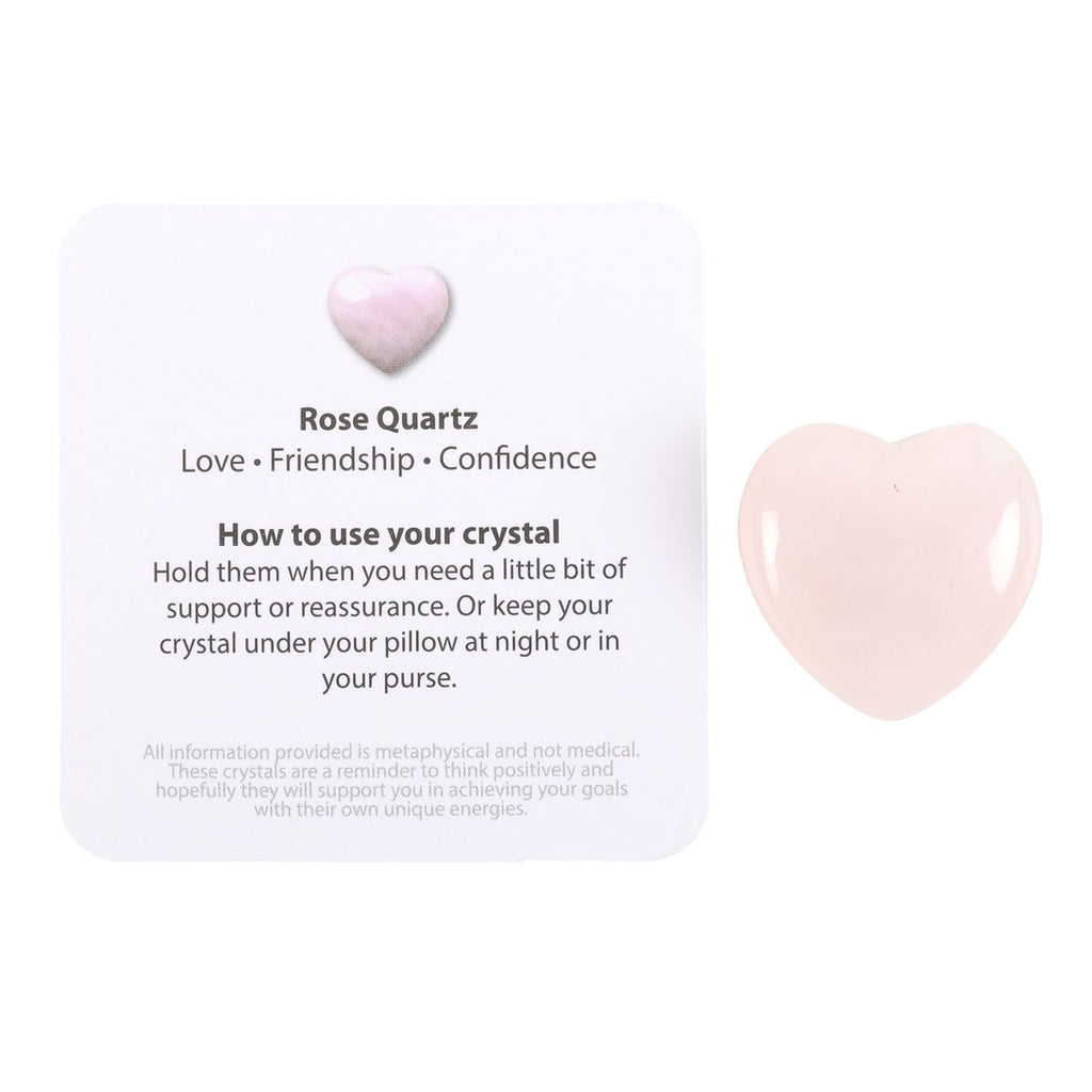 I Love You Rose Quartz Crystal Heart In Drawstring Bag