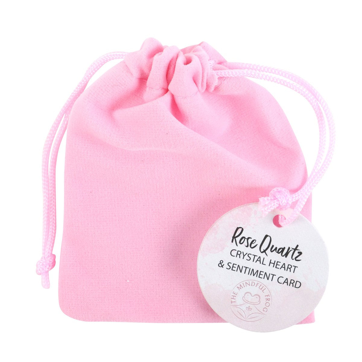 I Love You Rose Quartz Crystal Heart In Drawstring Bag