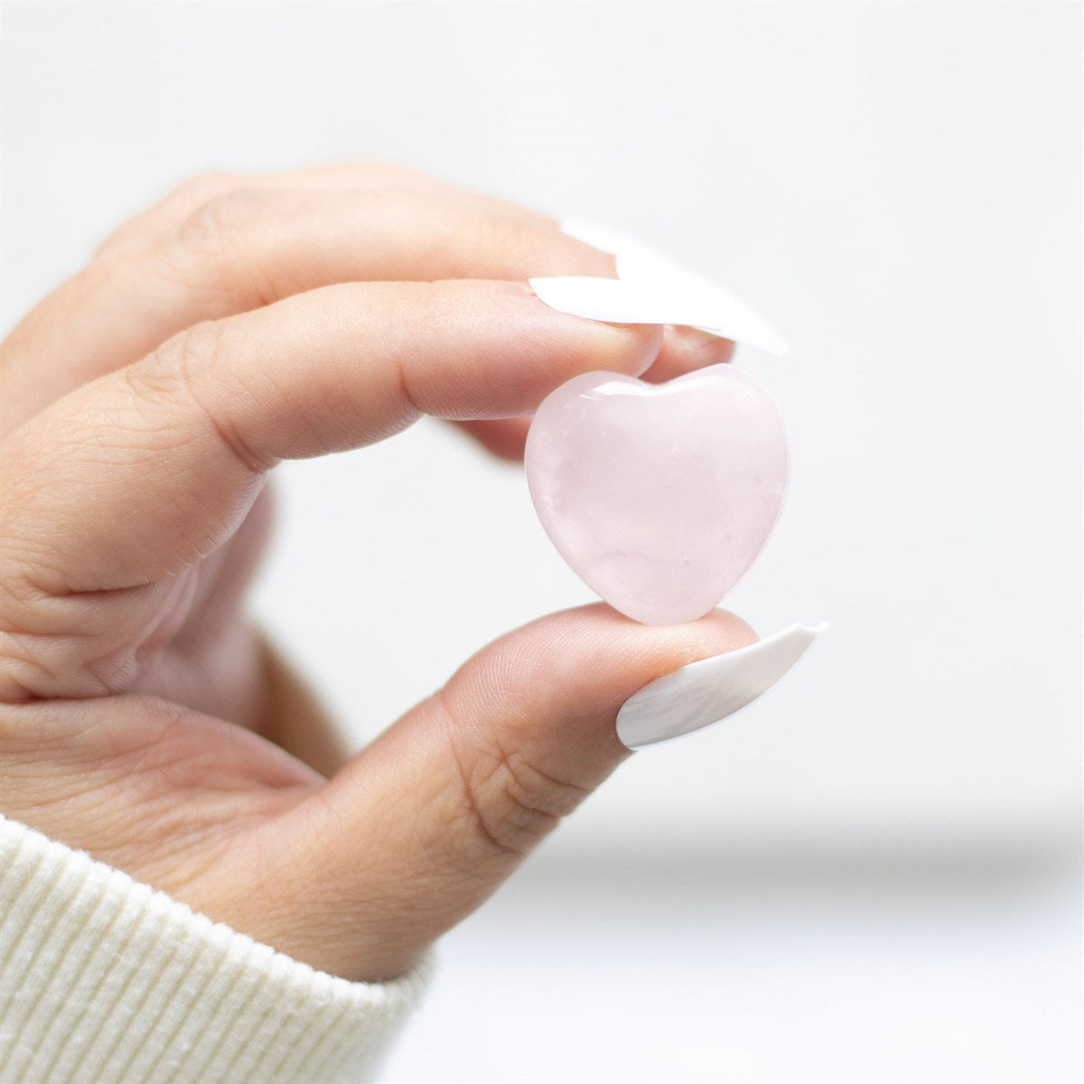 I Love You Rose Quartz Crystal Heart In Drawstring Bag