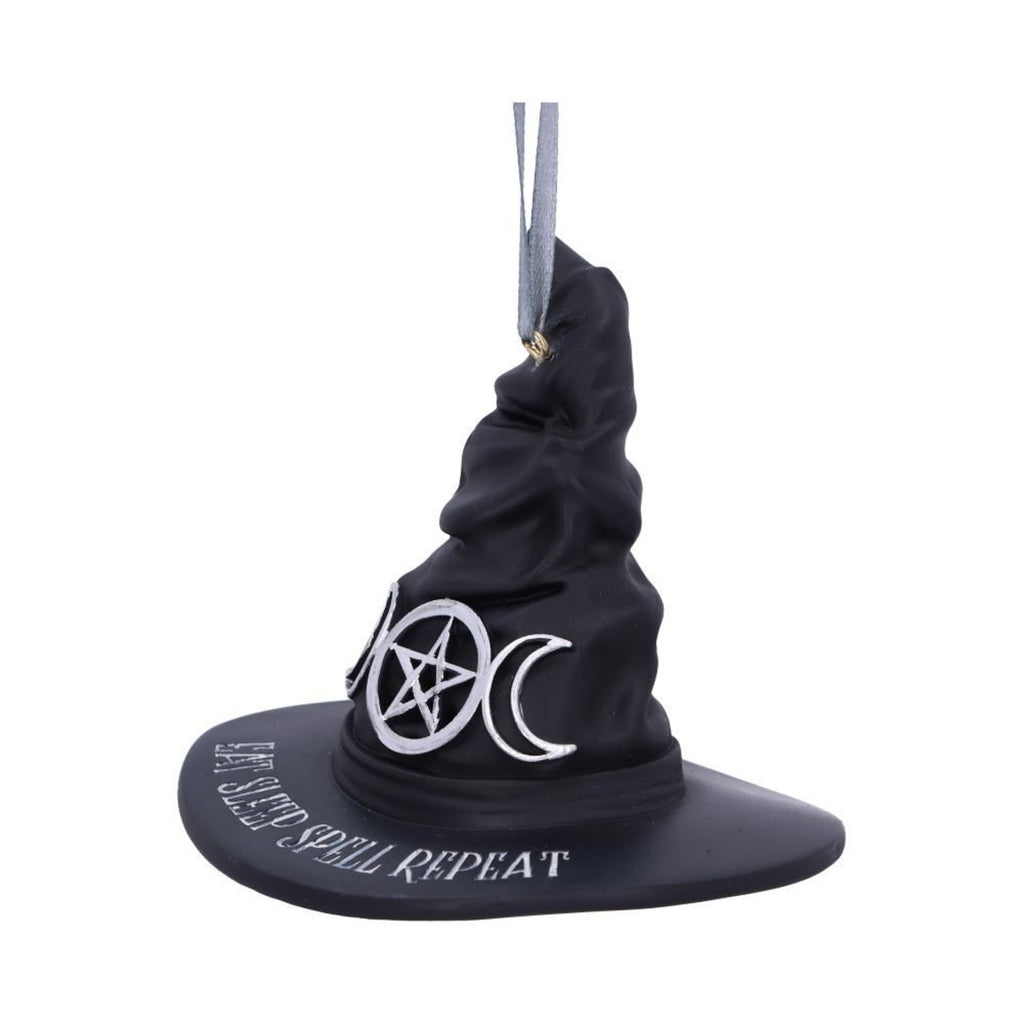 Eat Sleep Spell Repeat Nemesis Now Hanging Witches Hat Decoration