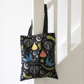 Midnight Bloom Folk Art Blue Swallow Polycotton Tote Bag