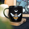Midnight bee print ceramic mug, elegant design for hot drinks