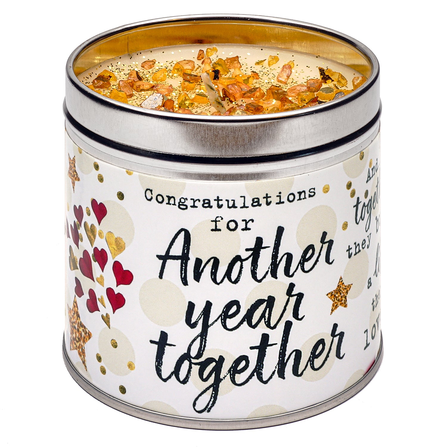 Scented Glitter Candle Tins - Various Slogans - Birthday, Wedding, Love Etc