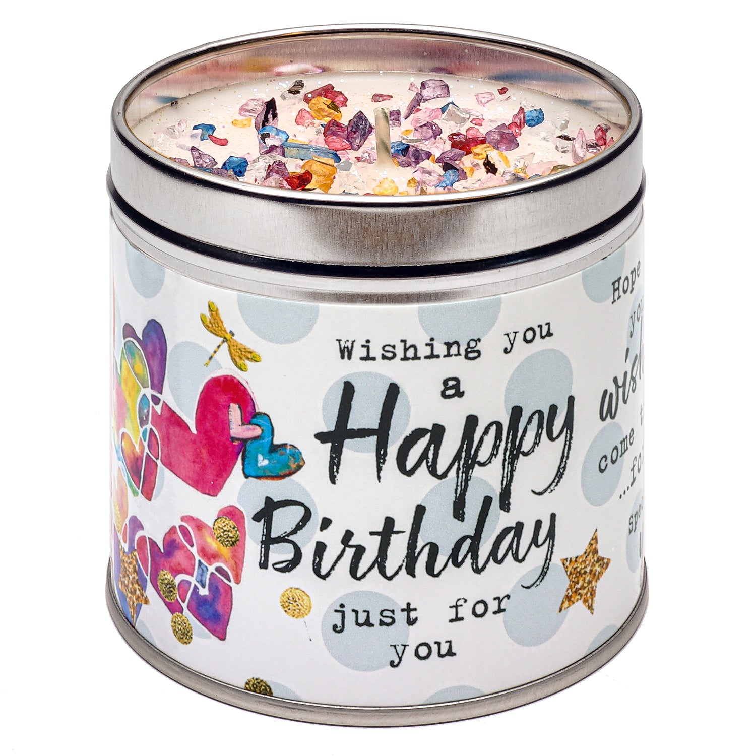 Scented Glitter Candle Tins - Various Slogans - Birthday, Wedding, Love Etc