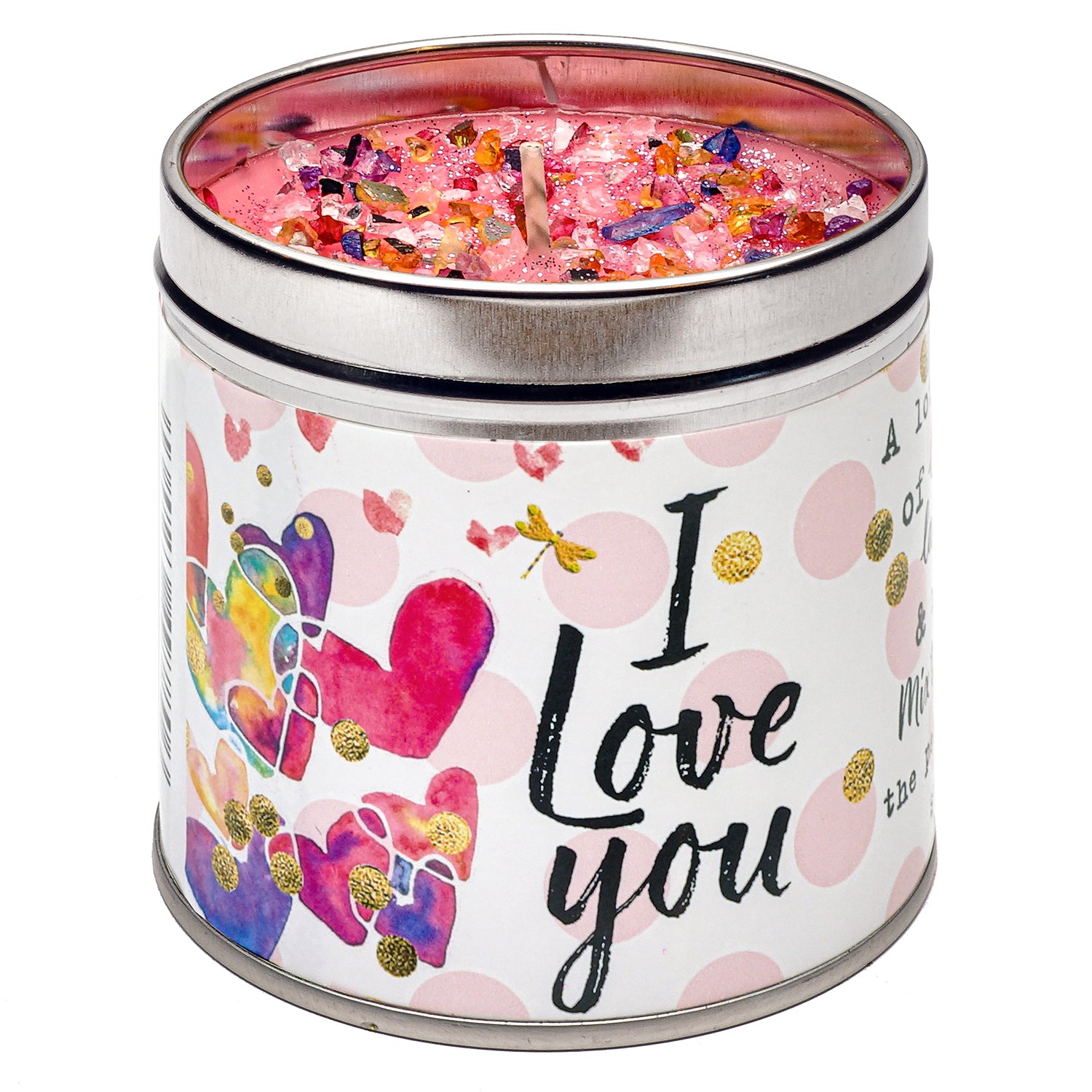 Scented Glitter Candle Tins - Various Slogans - Birthday, Wedding, Love Etc