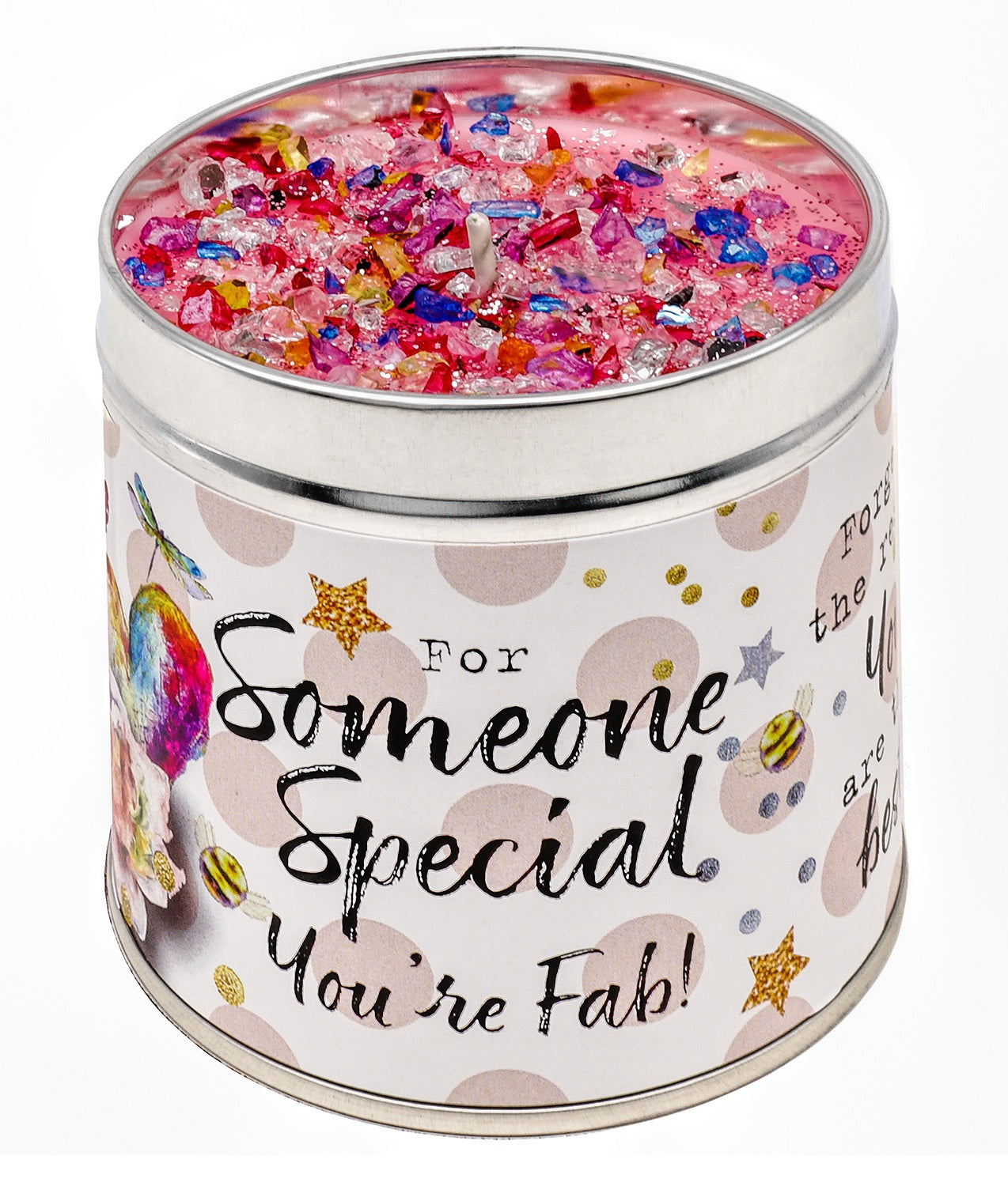 Scented Glitter Candle Tins - Various Slogans - Birthday, Wedding, Love Etc