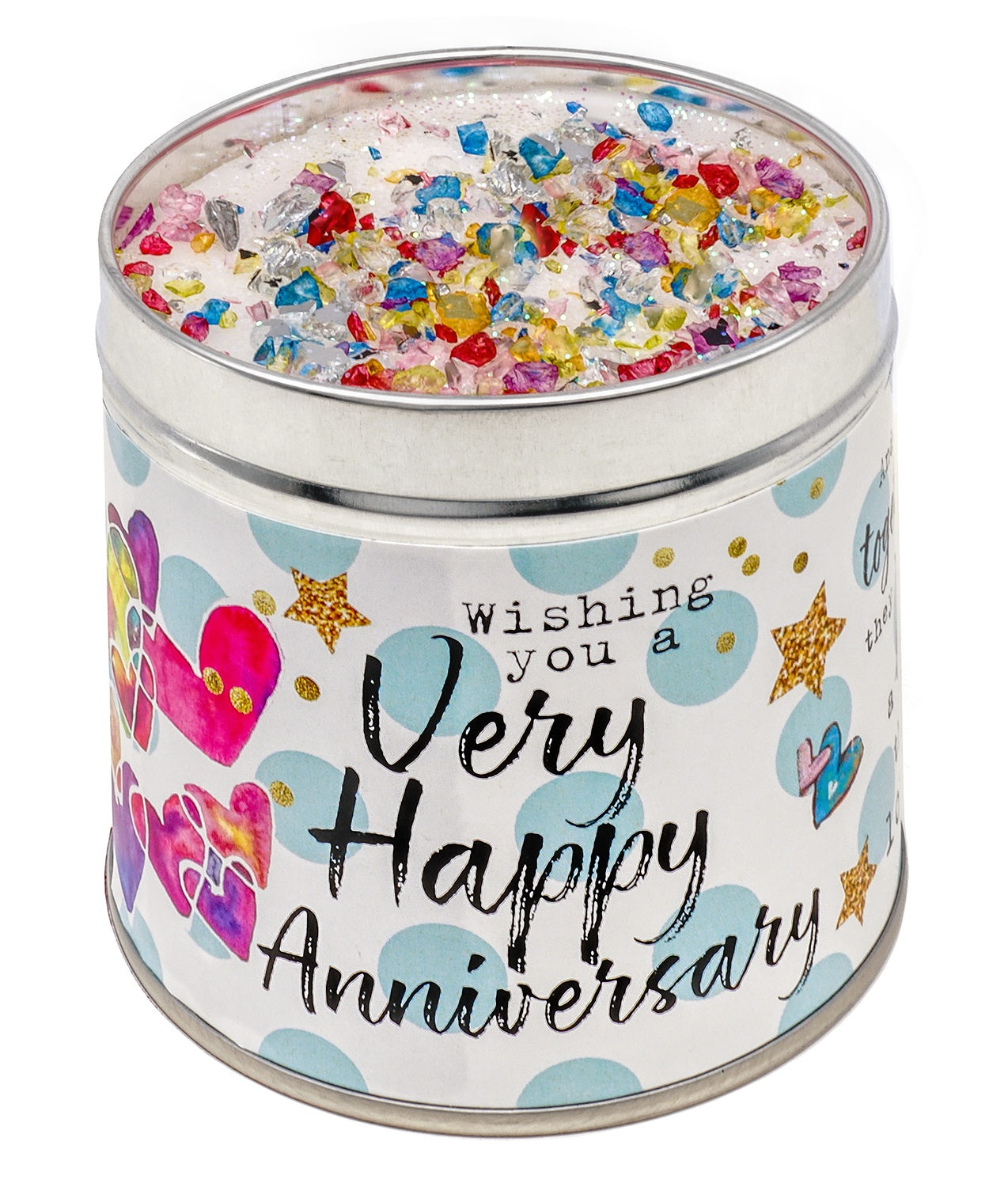 Scented Glitter Candle Tins - Various Slogans - Birthday, Wedding, Love Etc