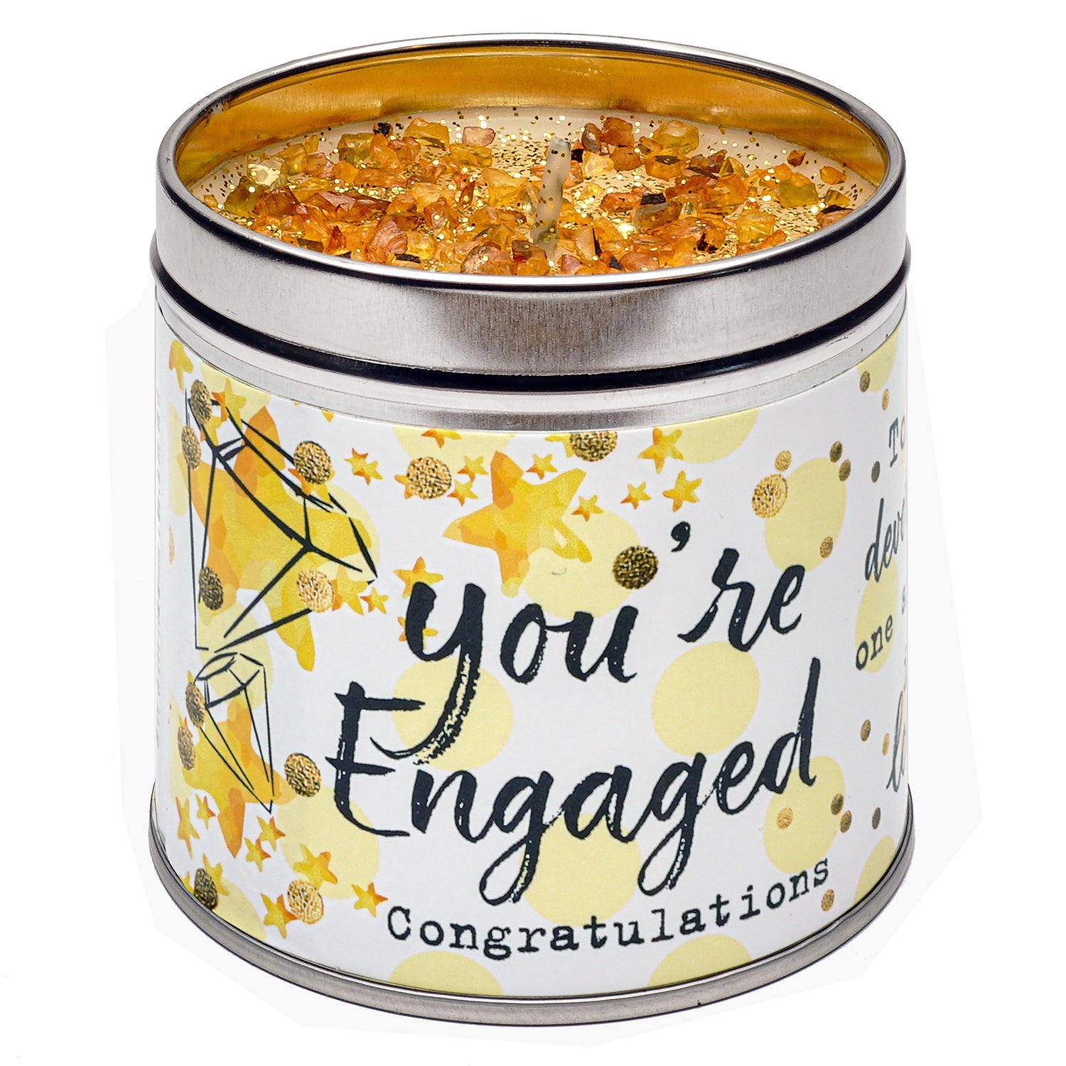 Scented Glitter Candle Tins - Various Slogans - Birthday, Wedding, Love Etc
