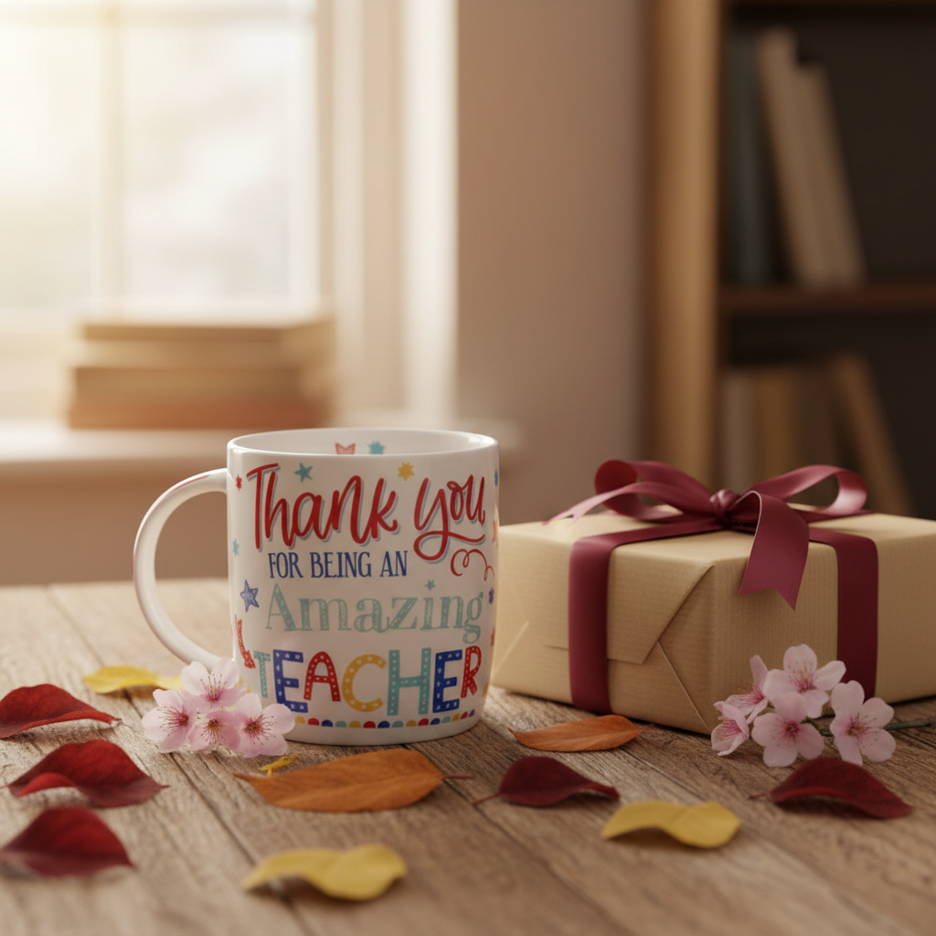 Amazing Teacher Colourful Ceramic Mug - Lifestyle Image 2