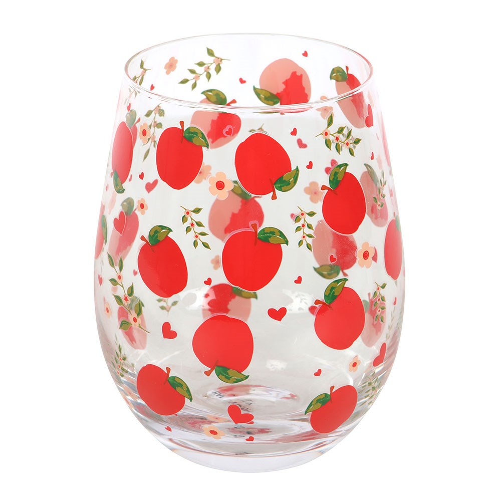 Apple Print Stemless Wine Glass