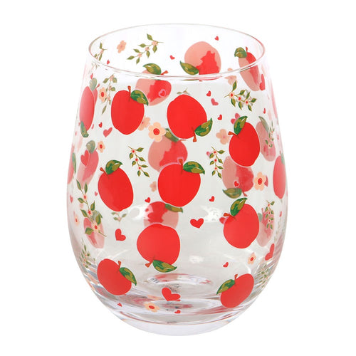 Apple Print Stemless Wine Glass
