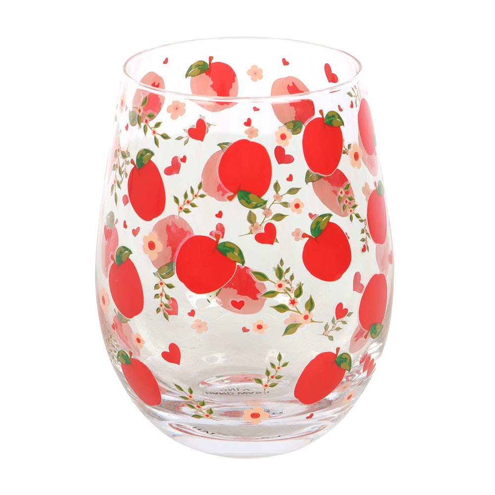 Apple Print Stemless Wine Glass