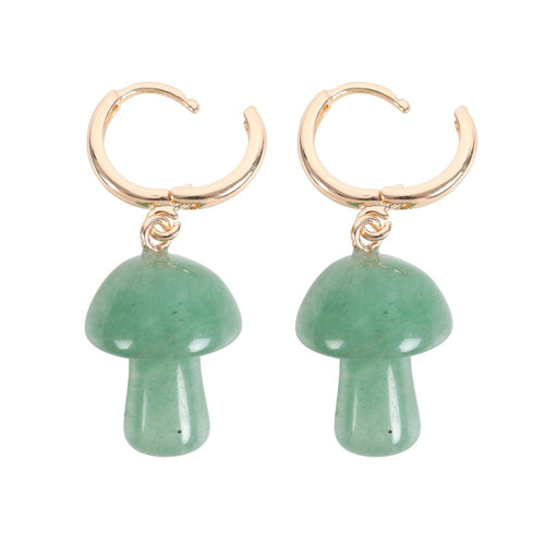 Aventurine Crystal Mushroom Shaped Earrings