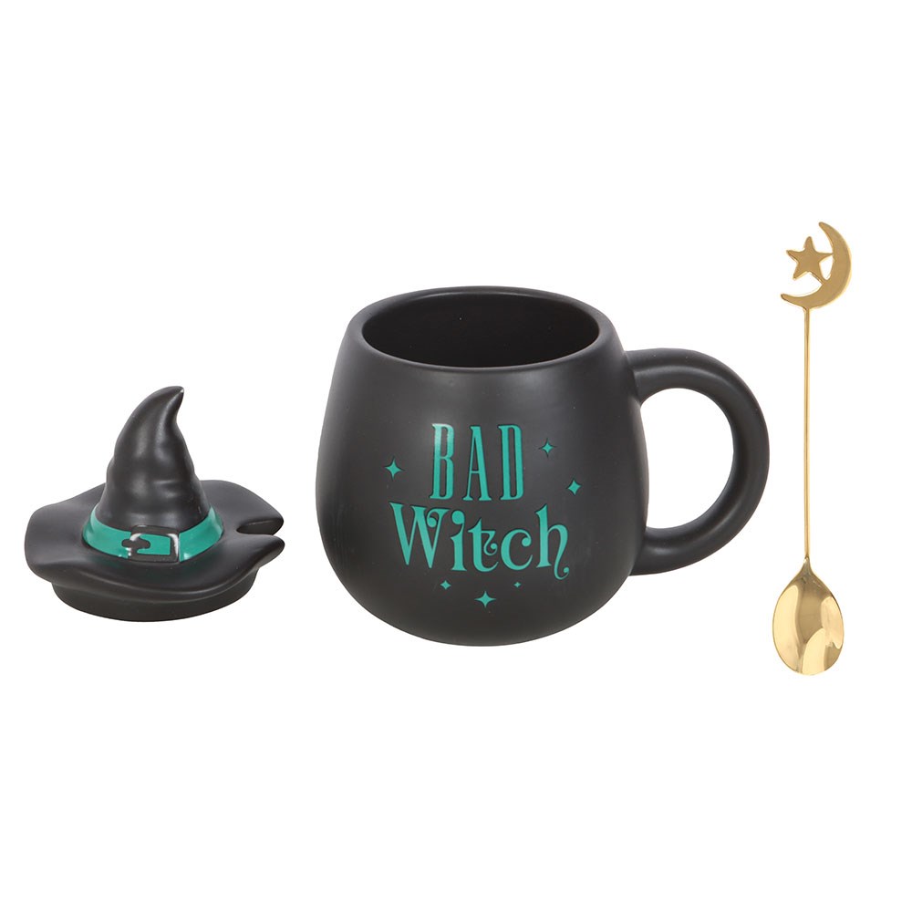 Bad Witch Ceramic Lidded Mug & Spoon