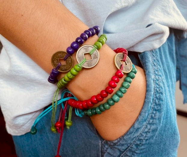 Bali Good Luck Feng Shui bracelet featuring decorative beads and symbolic design associated with prosperity and positive energy.