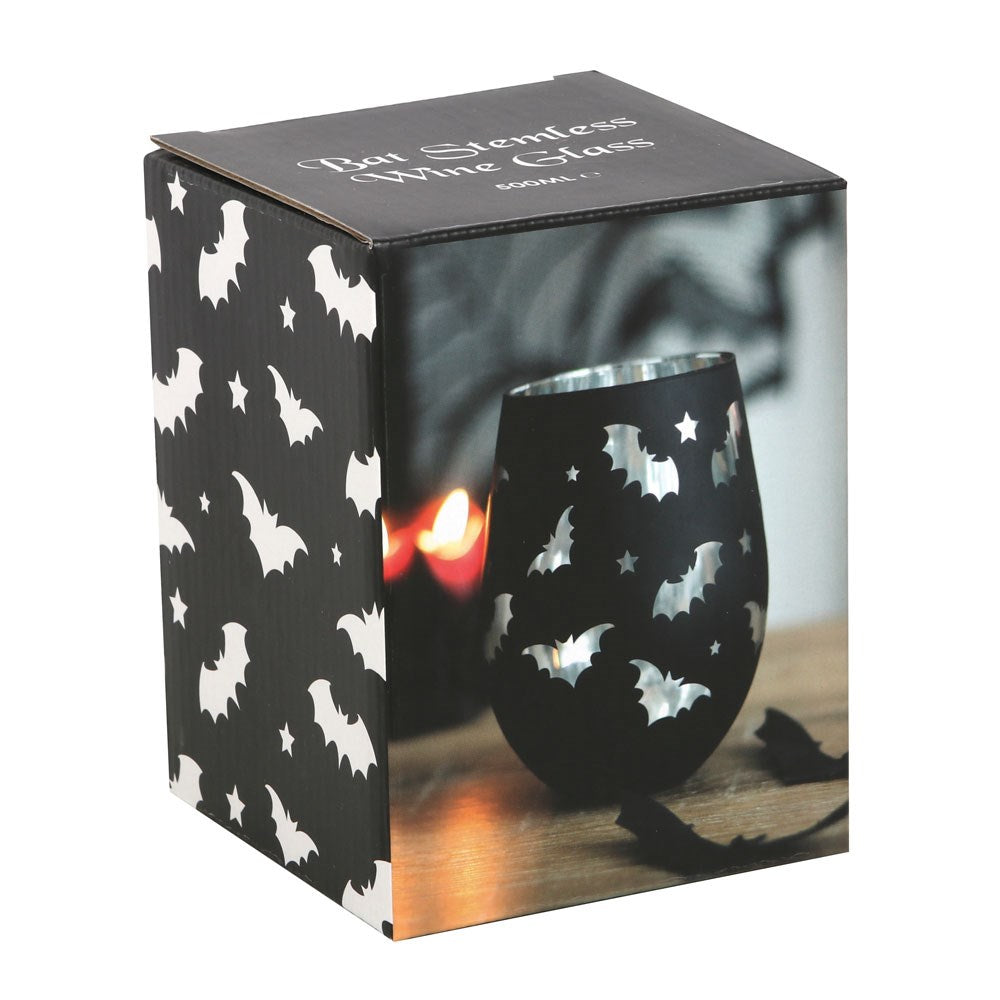 Bat Themed Stemless Wine Glass