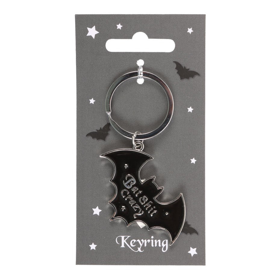 Bat Sh*t Crazy Bat Shaped Metal Keyring