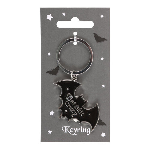 Bat Sh*t Crazy Bat Shaped Metal Keyring