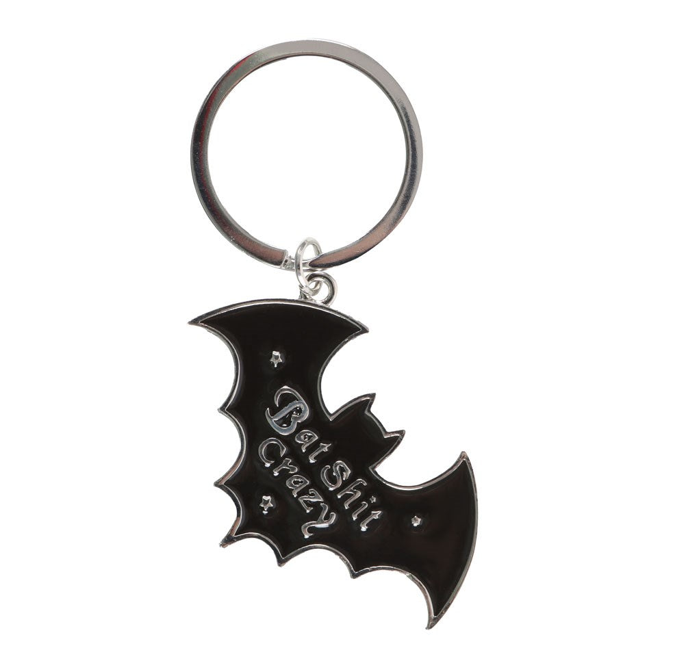 Bat Sh*t Crazy Bat Shaped Metal Keyring