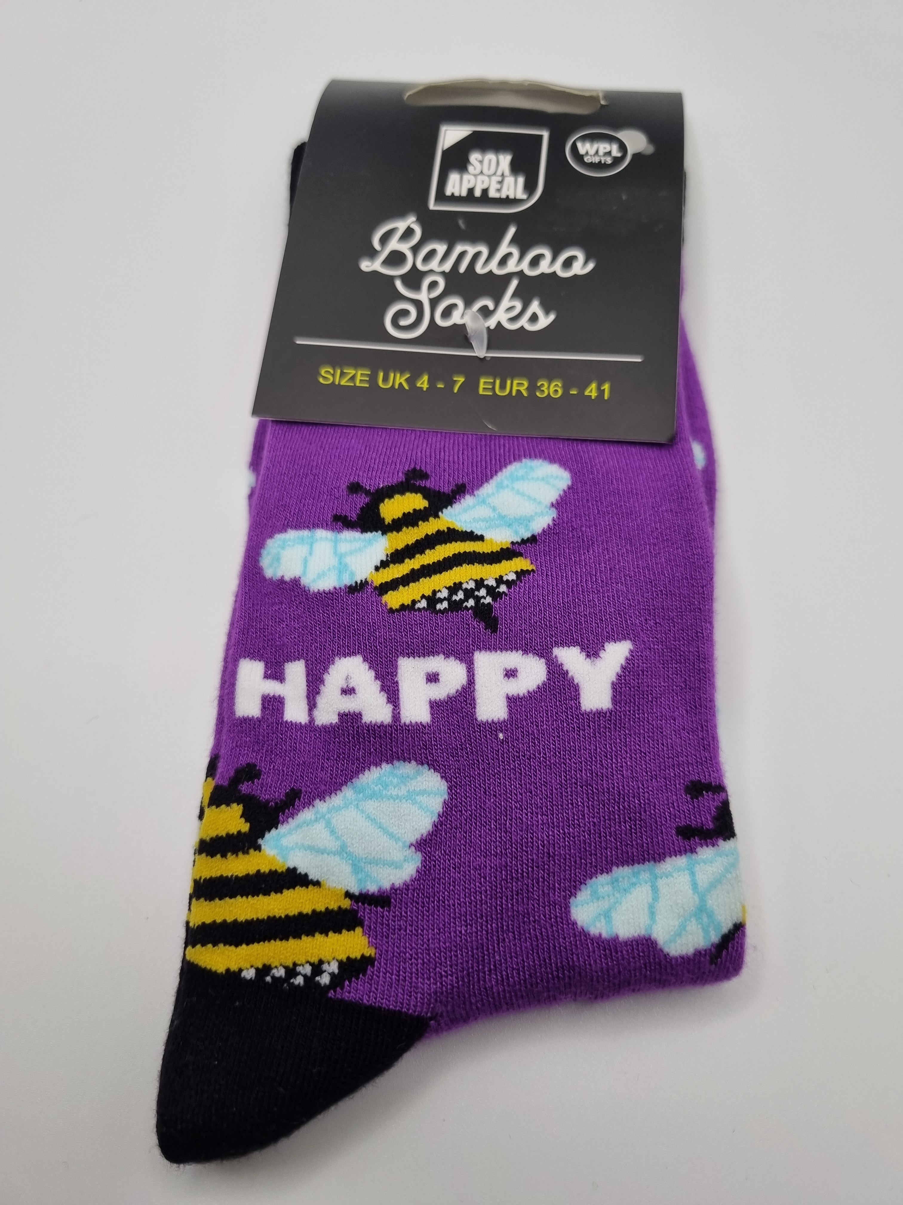 Bee Happy Novelty Bamboo Socks For Her UK 4-7