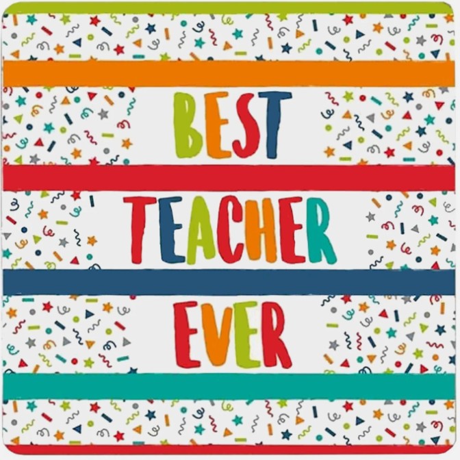 Best Teacher Ever Cork Backed Coaster