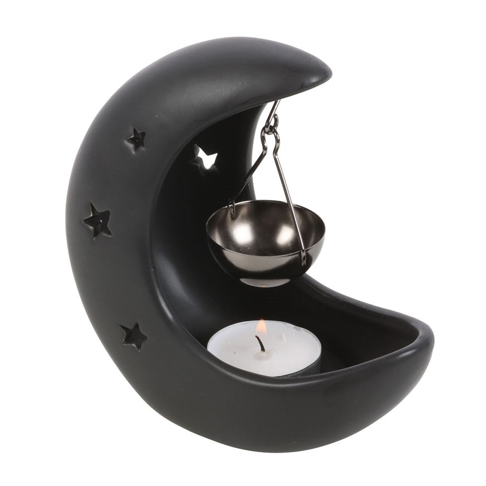 Black Crescent Moon Ceramic Oil Burner & Wax Warmer