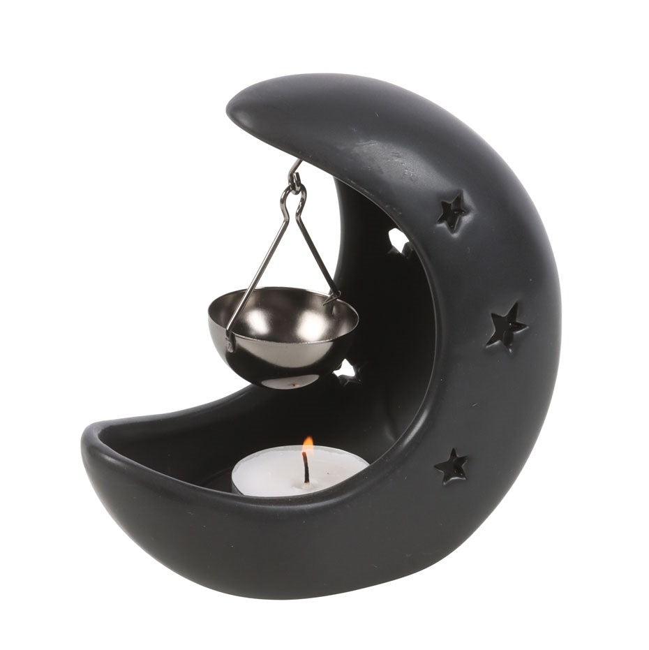 Black Crescent Moon Ceramic Oil Burner & Wax Warmer