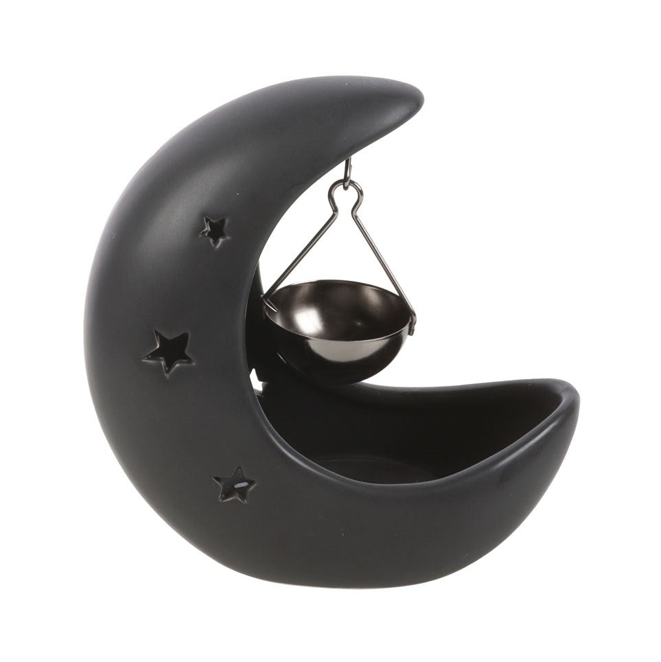 Black Crescent Moon Ceramic Oil Burner & Wax Warmer