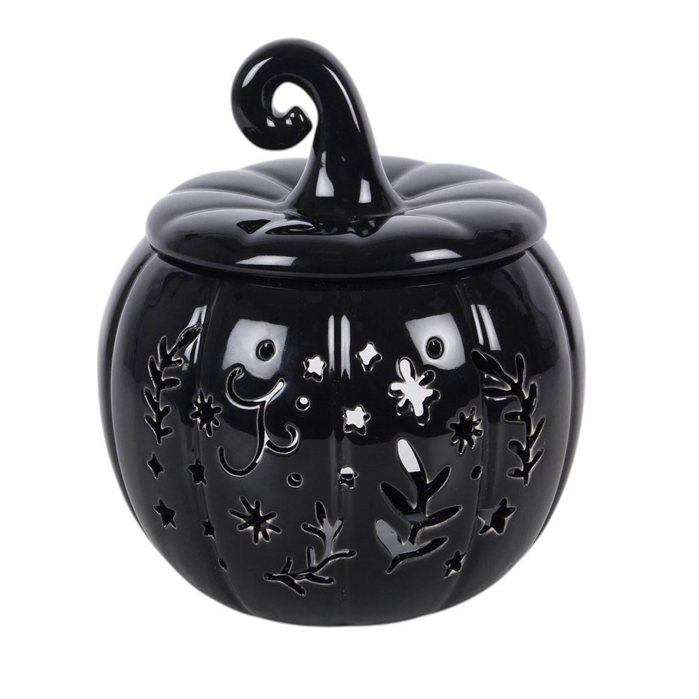 Black Folk Pumpkin Ceramic Oil Burner and Wax Warmer