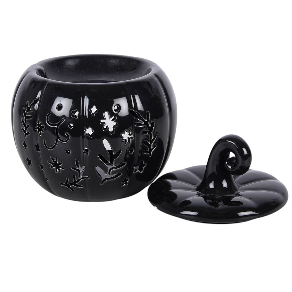 Black Folk Pumpkin Ceramic Oil Burner and Wax Warmer