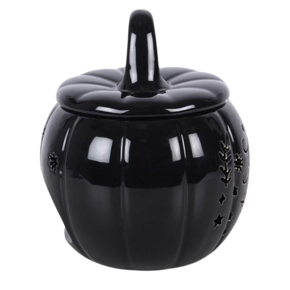 Black Folk Pumpkin Ceramic Oil Burner and Wax Warmer