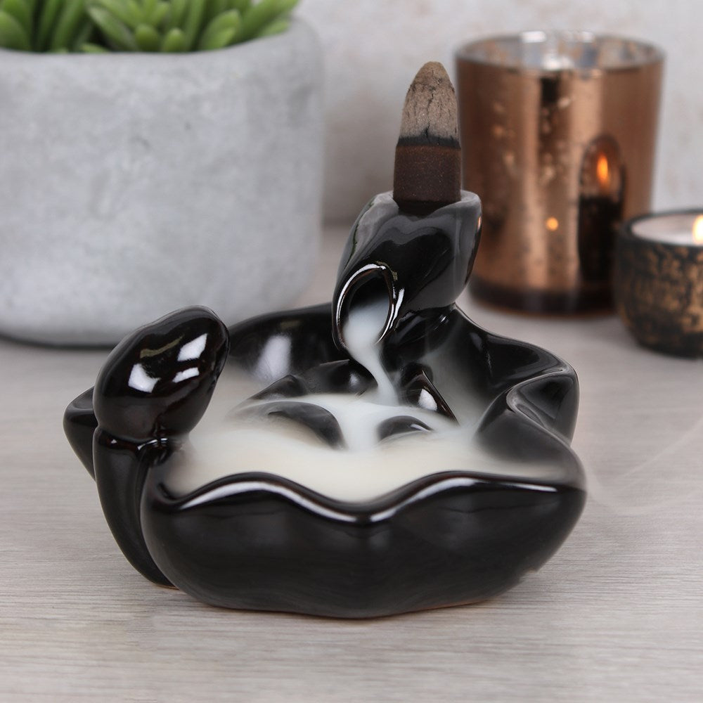 Pool to pool ceramic backflow incense burner, creates a cascading smoke waterfall effect