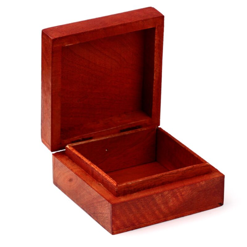 Mango Wood Carved Elephant Design Trinket Storage Box