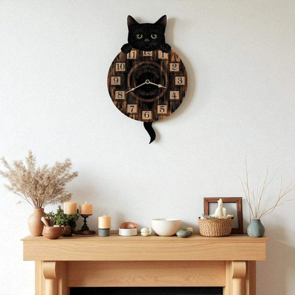 Kitten Tickin' Cat Pendulum Clock