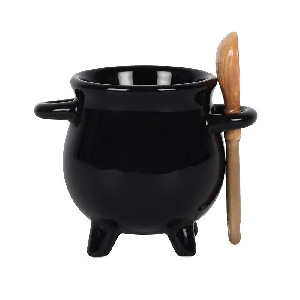 Ceramic Cauldron Egg Cup & Broom Spoon