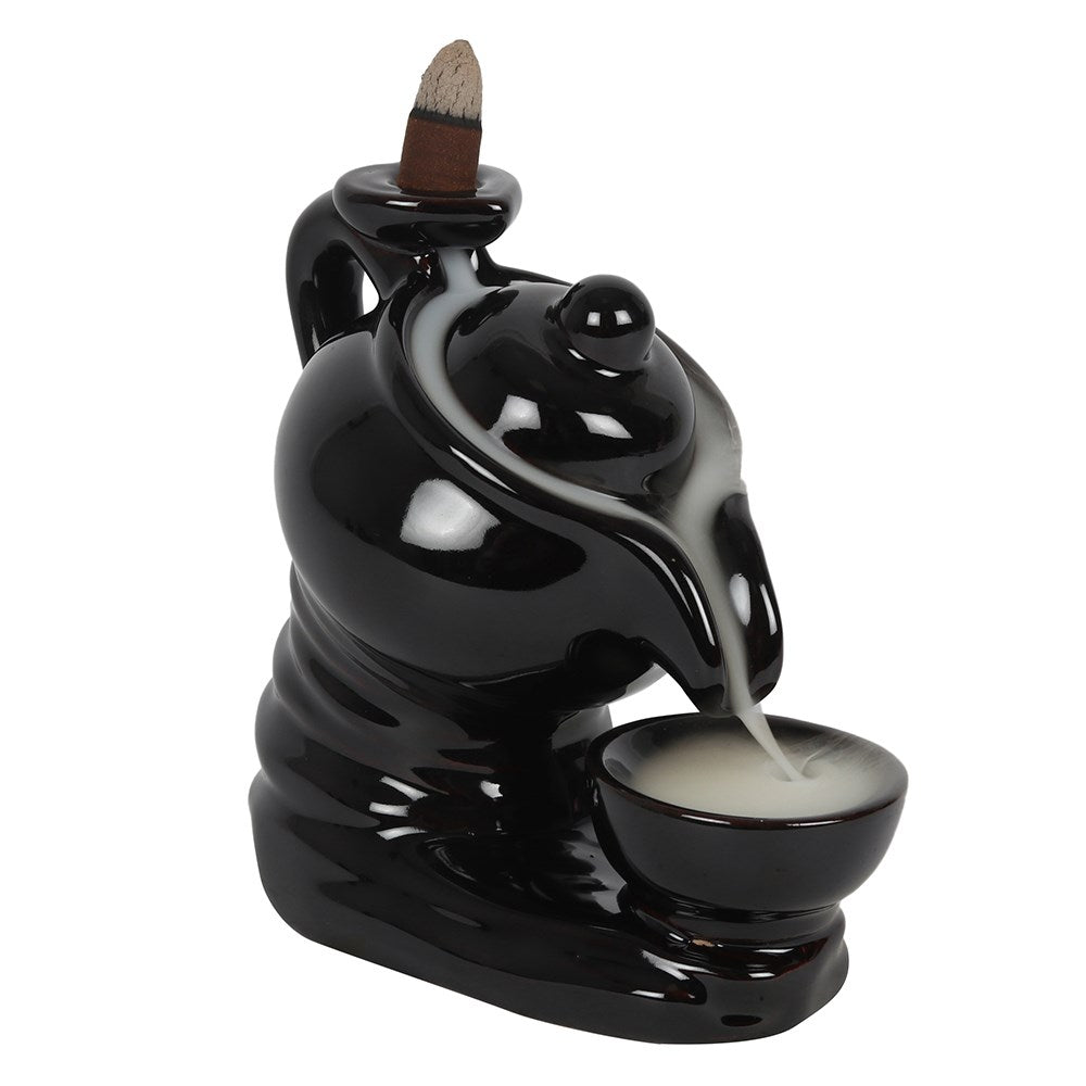 Teapot backflow incense burner with whimsical design, ideal for relaxing and decorative use