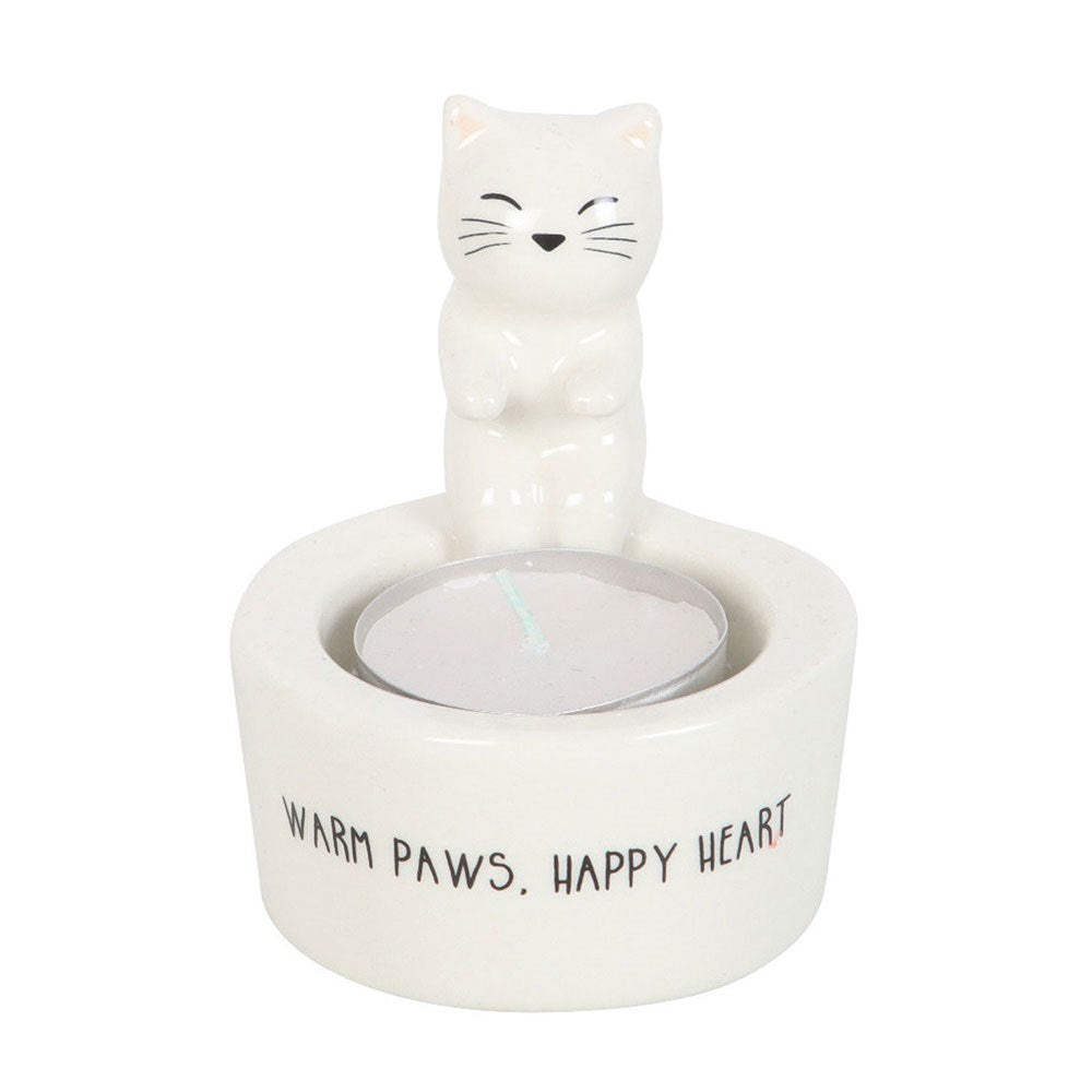 Ceramic White Cat Tealight Candle Holder