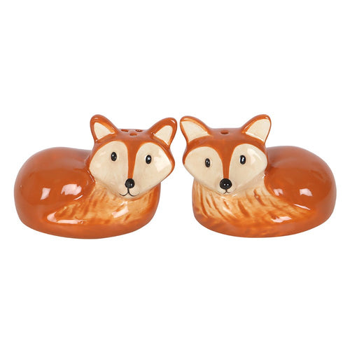 Ceramic Fox Shaped Salt & Pepper Pot Set