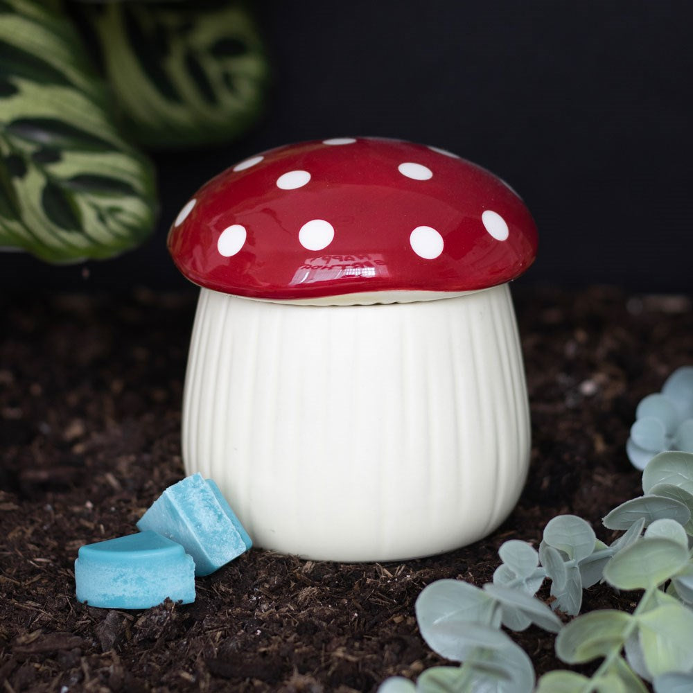 Ceramic mushroom oil burner and wax warmer, ideal for home fragrance use