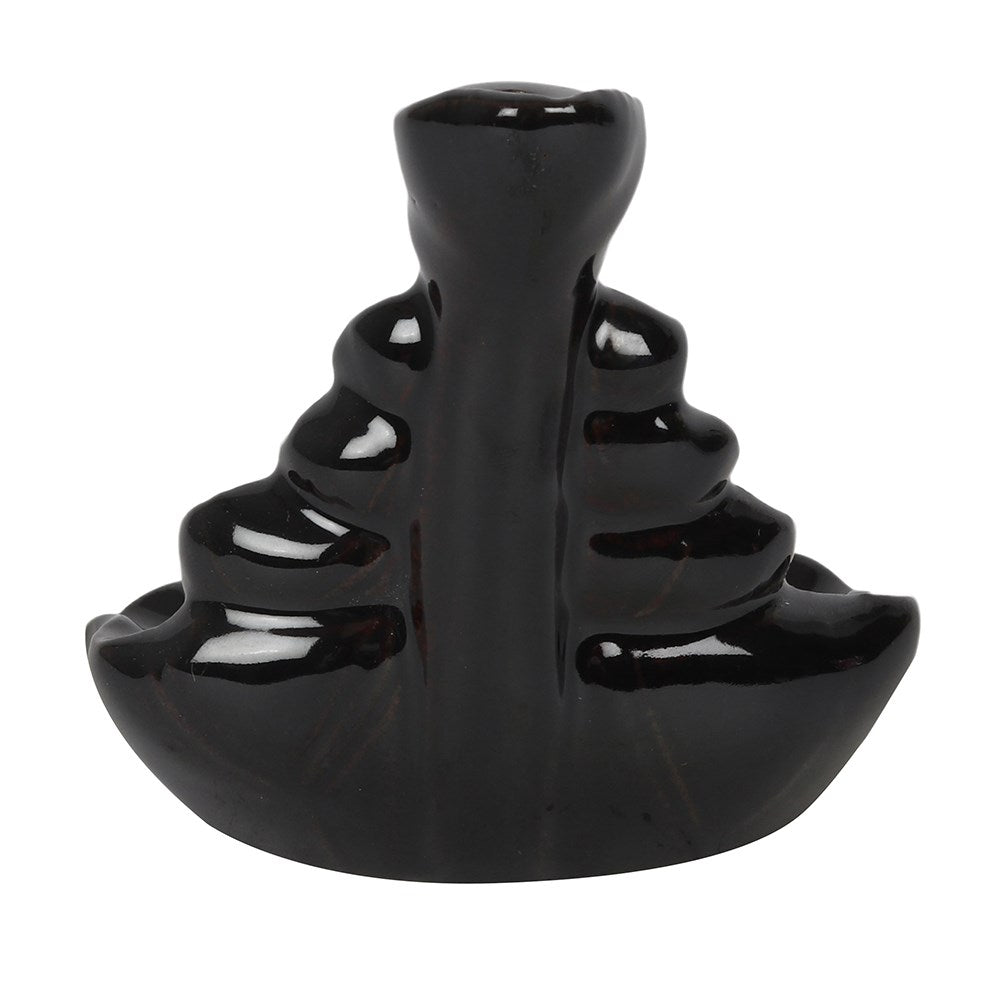 Black Ceramic Ripple Effect Backflow Incense Burner