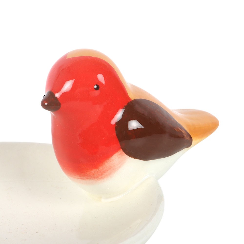 Ceramic Robin On A Bird Bath Trinket Dish
