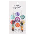7 Chakra crystal stone chip earrings featuring multicoloured natural gemstone chips in a hanging earring design.