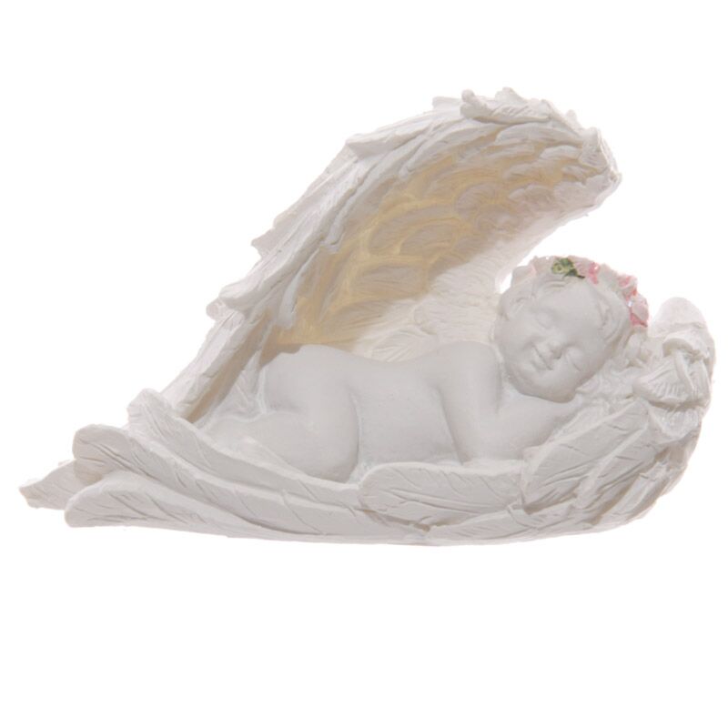Mini Sleeping Cherub In Angel Wings Decoration