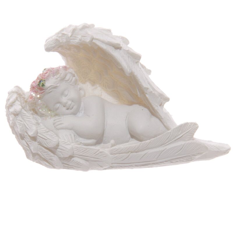Mini Sleeping Cherub In Angel Wings Decoration
