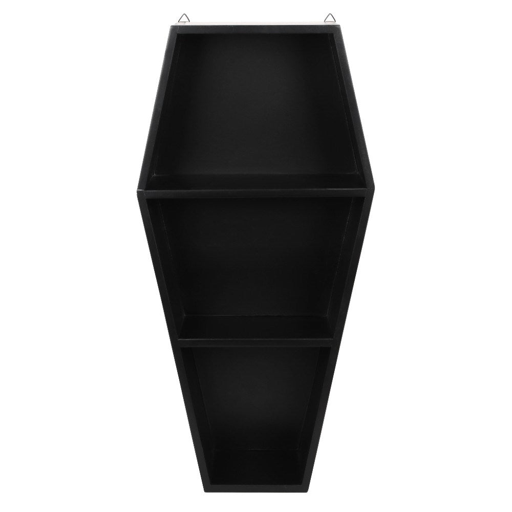 Black Wooden Coffin Shelving Unit